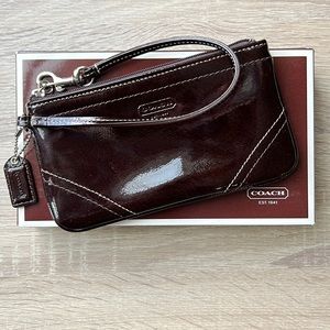 Coach Patent Leather Mahogany Wristlet
